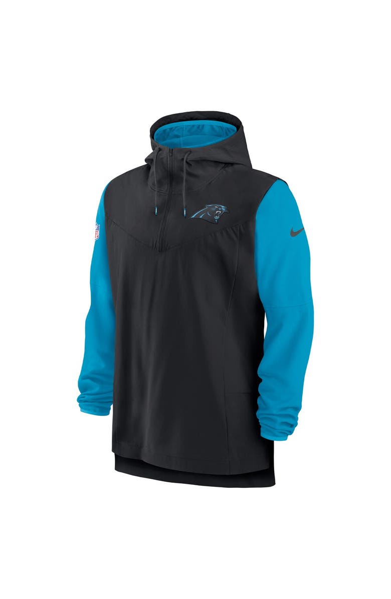 Nike Men's Nike Black/Blue Carolina Panthers Sideline Player Quarter-Zip Hoodie, Alternate, color, Black