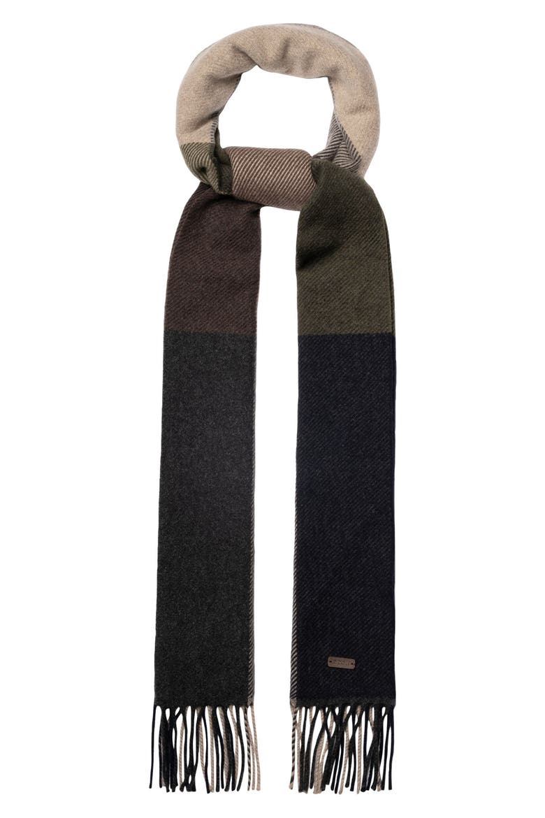 Colorblock Cashmere Fringe Scarf, Main, color, MEDIUM BROWN