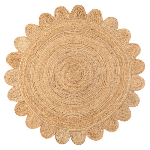 Jonathan Y Petal Boho Jute Scalloped Circle Round Area Rug In Natural