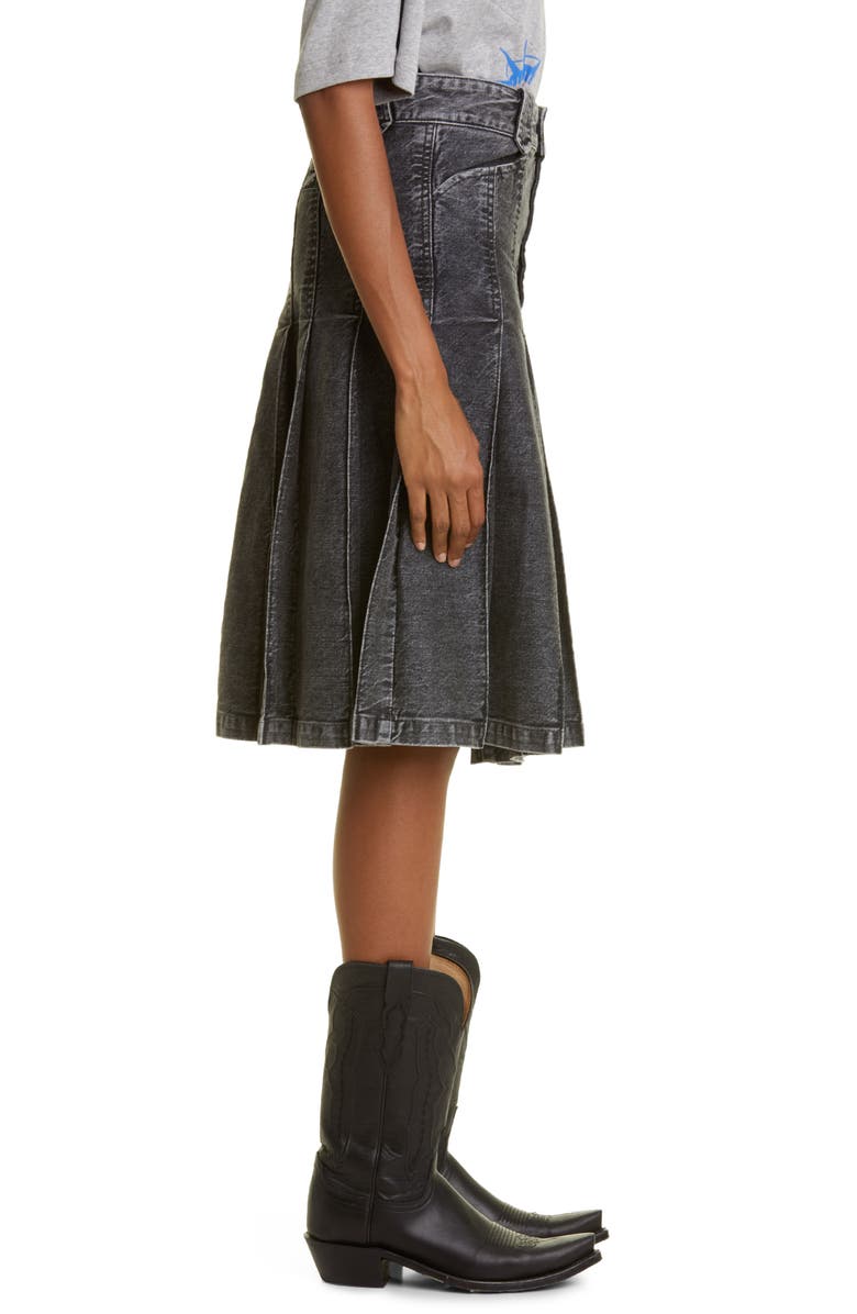 Commission Gender Inclusive Roadhouse Pleated Denim A-Line Skirt, Alternate, color, 