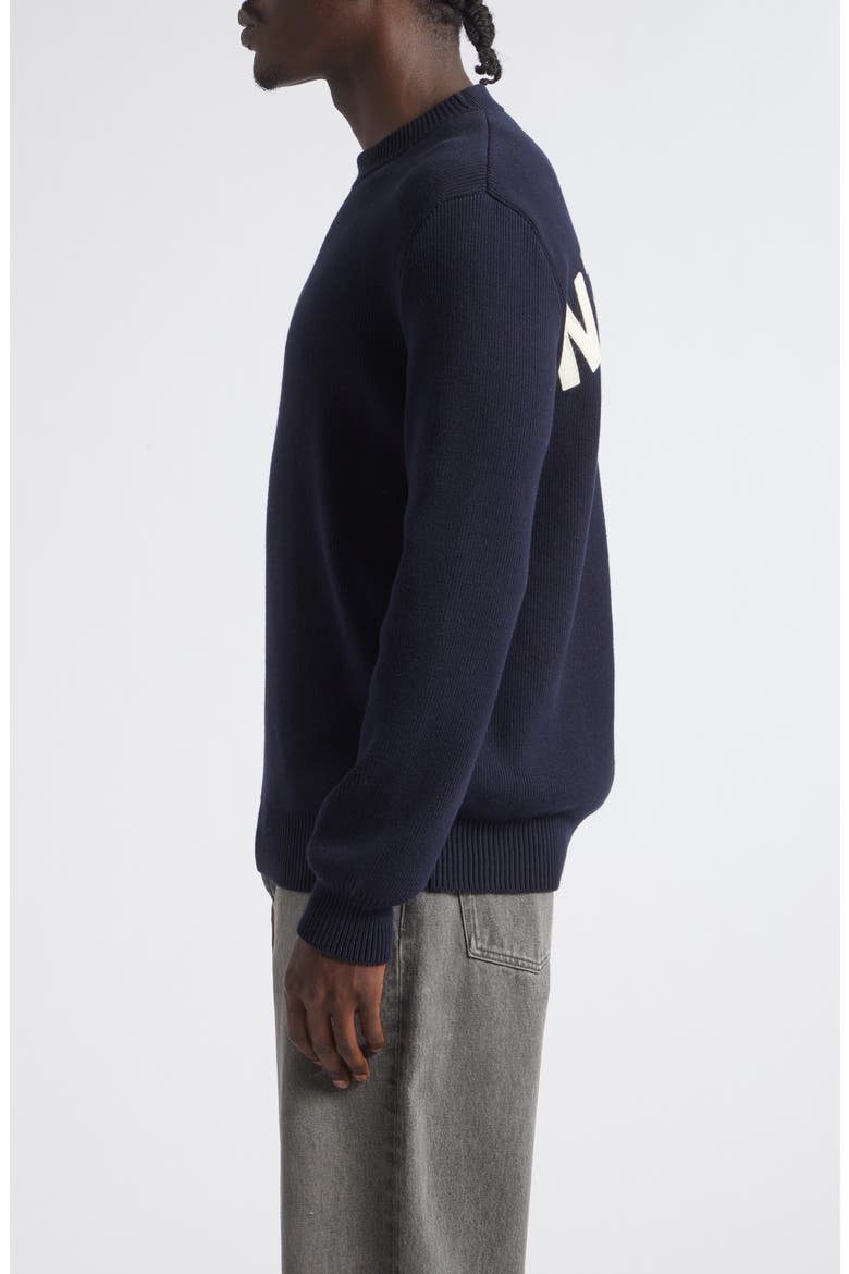 Golden Cotton Blend Crewneck Sweater, Alternate, color, DARK BLUE
