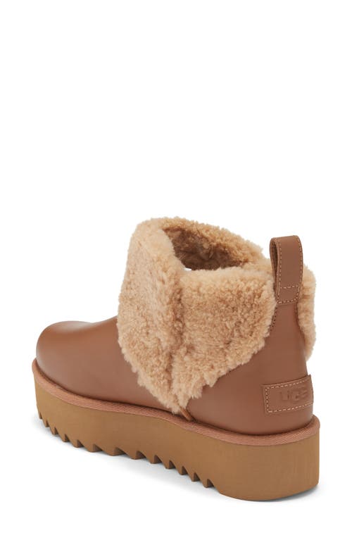Ugg ® Ultra Mini Alina Curled Genuine Shearling Platform Boot In Brown