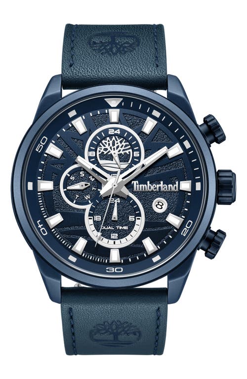 Timberland Henniker Ii Multifunction Chronogrpah Leather Strap Watch, 46mm In Navy