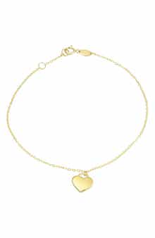 CANDELA JEWELRY 10K Gold Heart Charm Bracelet