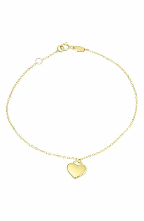 CANDELA JEWELRY 10K Gold Heart Charm Bracelet