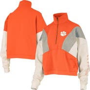 PRESSBOX Women's Pressbox  Orange Clemson Tigers Ferrara Color Block Quarter-Zip Sweatshirt