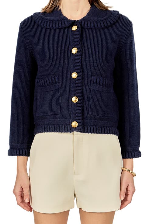 Braided Detail Collar Cardigan