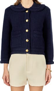 English Factory Braided Detail Collar Cardigan