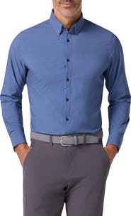Mizzen+Main Leeward Trim Fit Diamond Print Performance Button-Up Shirt