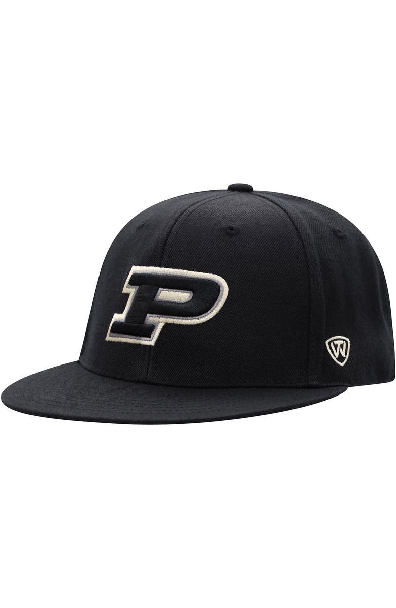 TOP OF THE WORLD Men's Top of the World Black Purdue Boilermakers Team Color Fitted Hat, Main, color, 