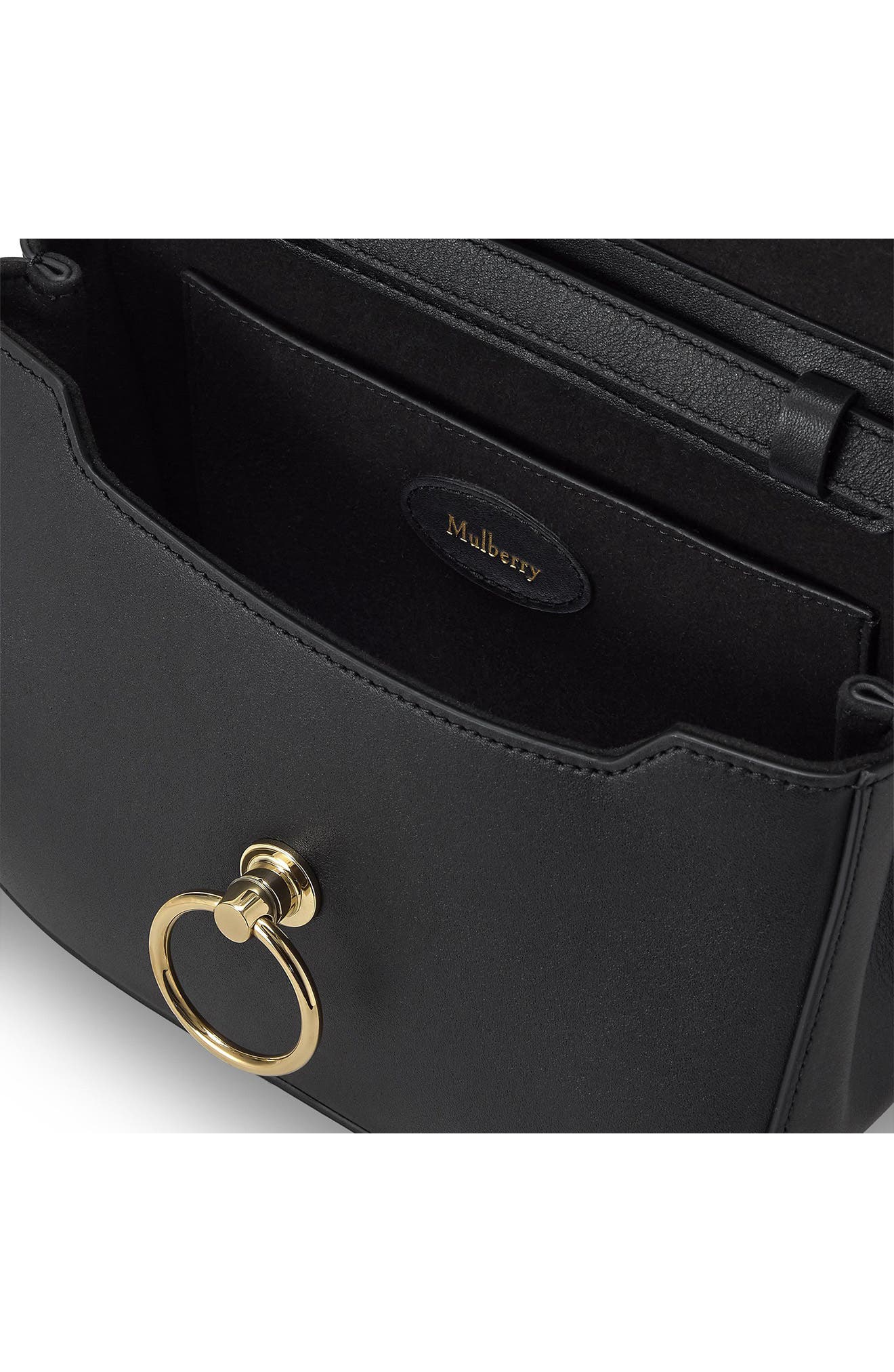 Mulberry Small Amberley Leather Top Handle Bag, Alternate, color, Black