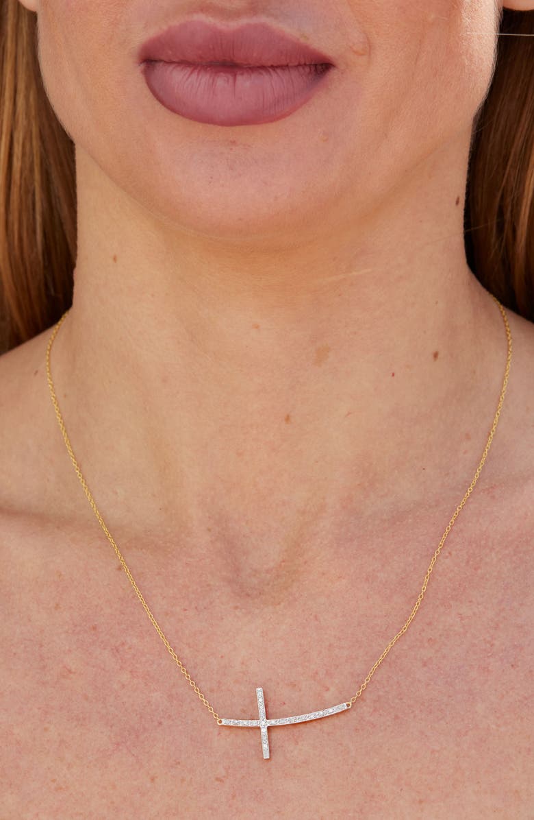 SAVVY CIE JEWELS Diamond Cross Pendant Necklace, Alternate, color, Yellow Gold