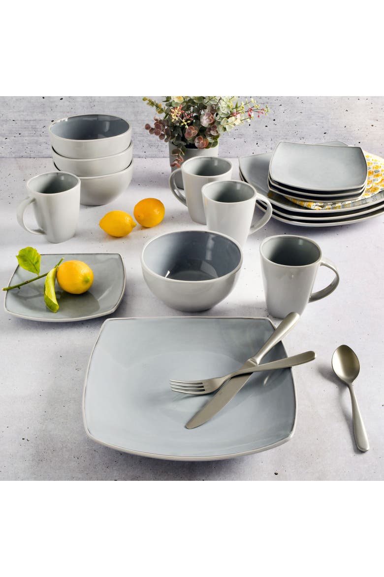 Soho Lounge Square Stoneware Dinnerware Set, Alternate, color, Grey
