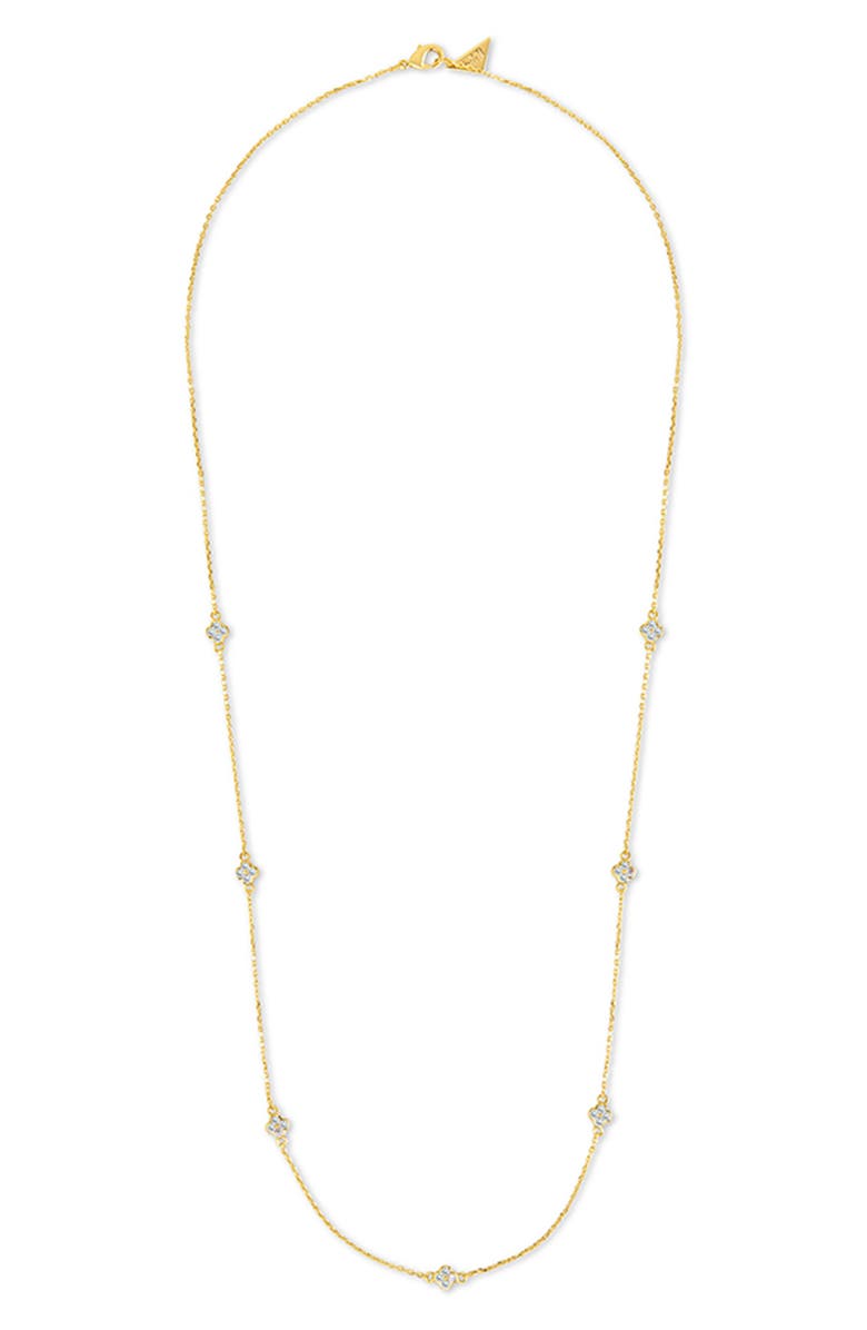 Sterling Forever Honora Cubic Zirconia Petal Station Necklace, Main, color, 