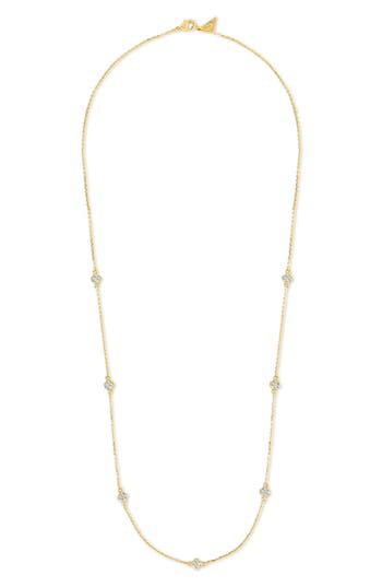 Sterling Forever Honora Cubic Zirconia Petal Station Necklace In Gold