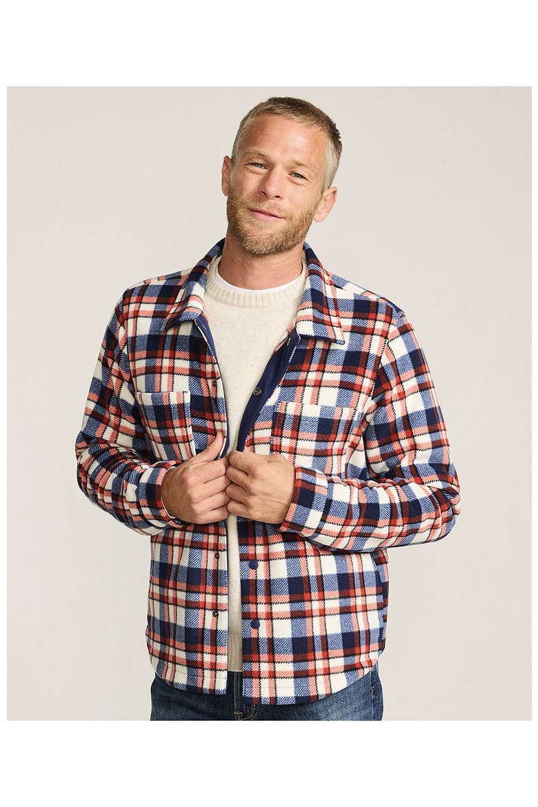 Anyweather Fleece Shirt Jacket, Alternate, color, Navy/Bourbon Plaid