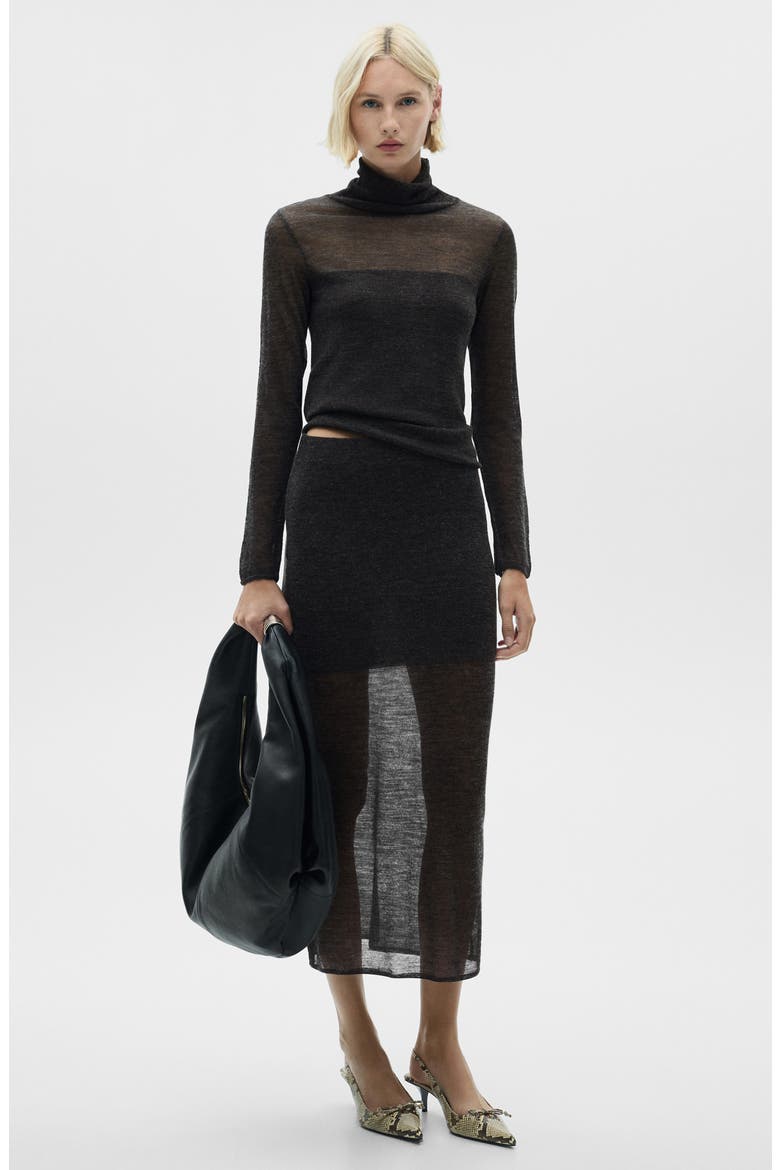 Semisheer Midi Skirt, Alternate, color, DARK HEATHER GREY