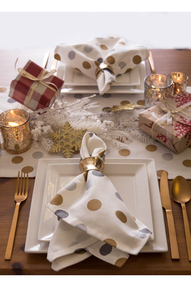 Metallic Print Cotton Napkin Set/6, Alternate, color, Confetti