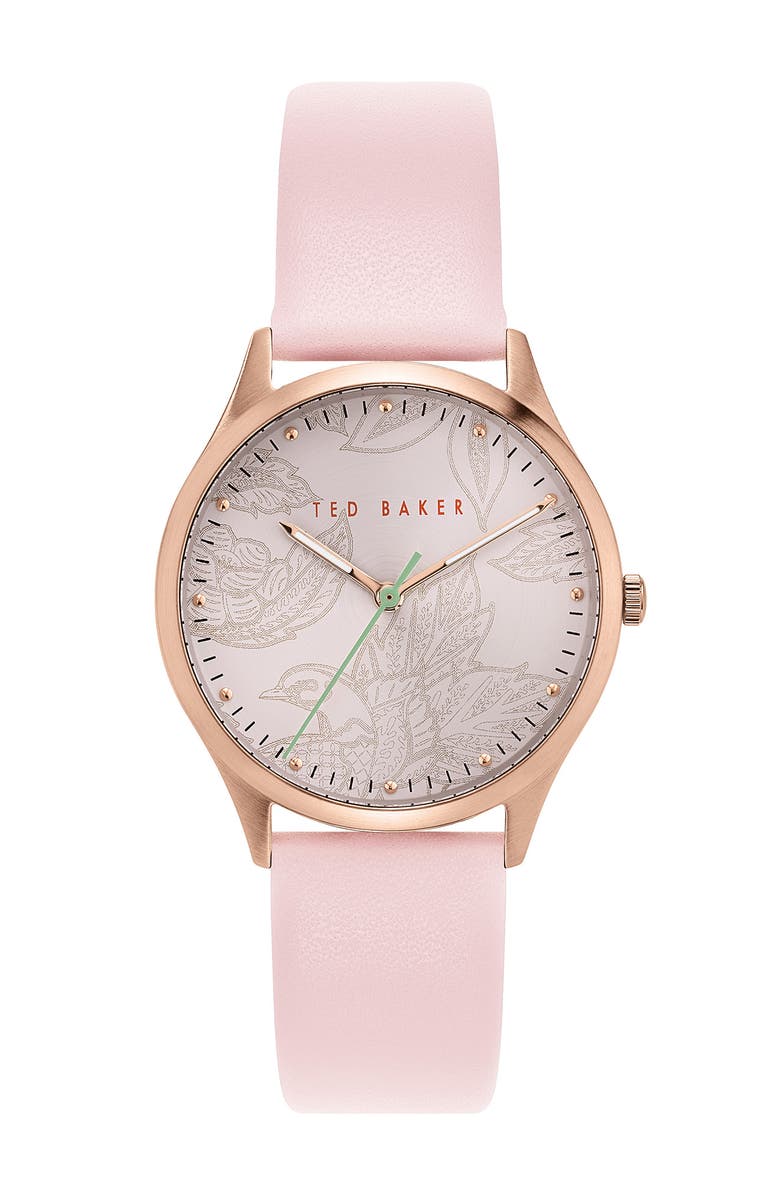 Ted Baker London Women's Belgravia Pink Leather Strap Watch, 36mm, Main, color, 