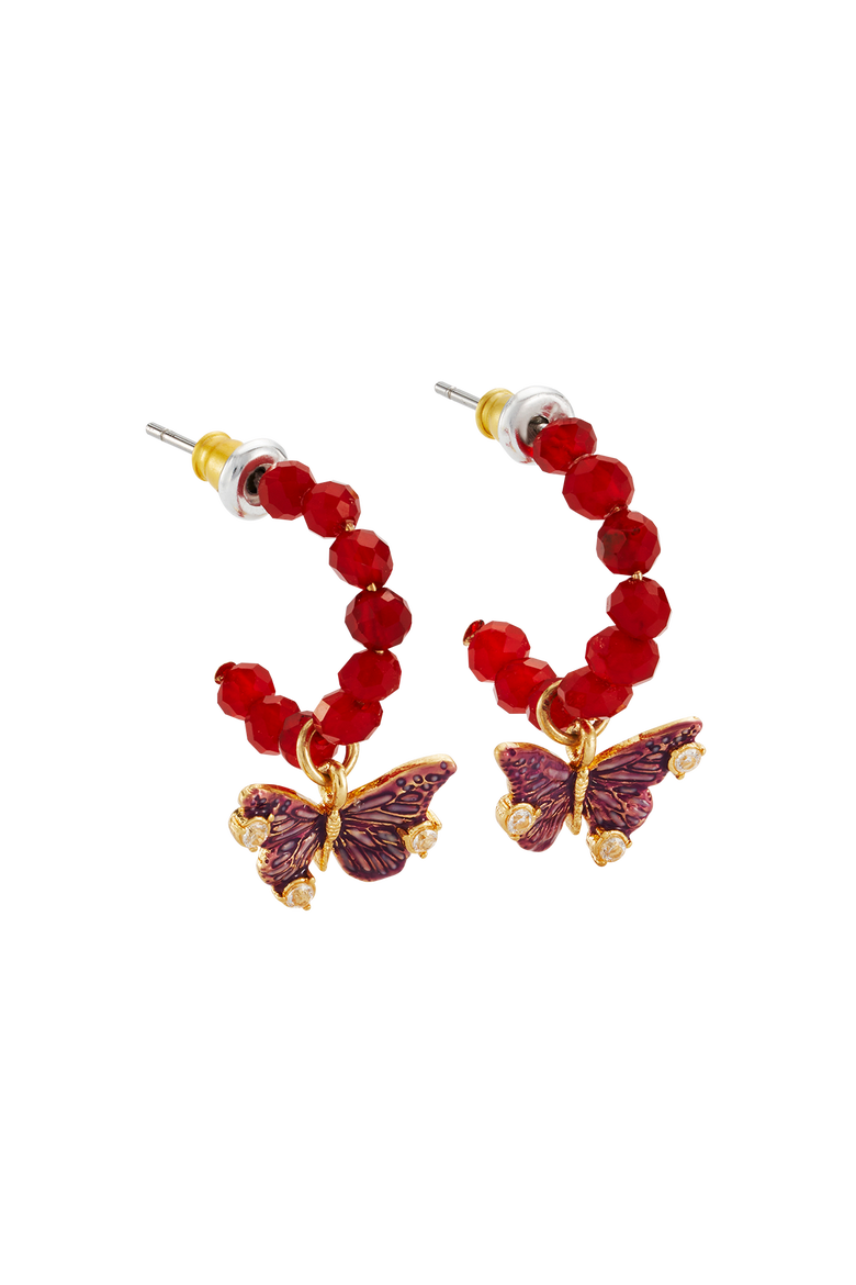 Hera Butterfly Charm Hoop Earrings, Main, color, Gold