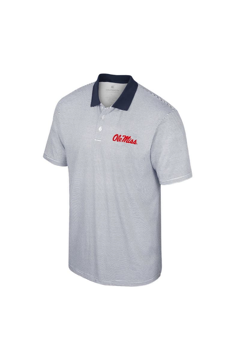 COLOSSEUM Men's Colosseum Navy Ole Miss Rebels Tuck Striped Polo Shirt, Alternate, color,