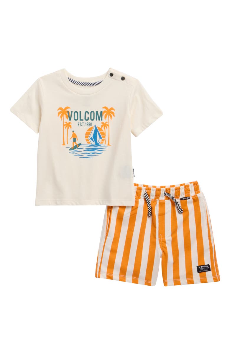 Volcom Logo Graphic T-Shirt & Shorts Set, Main, color, Crystal Gray
