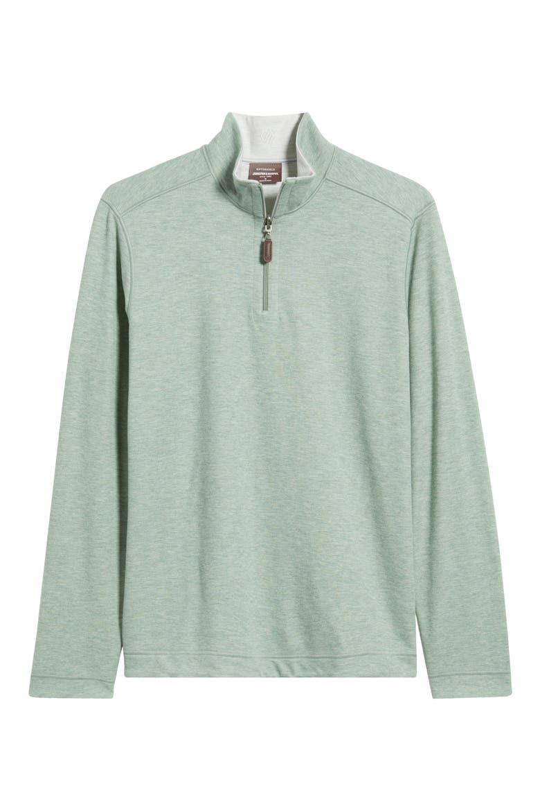 Icon Reversible Cotton Blend Quarter Zip Pullover, Alternate, color, SAGE/ WHITE