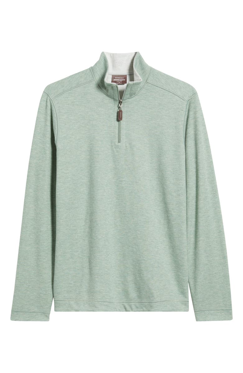 Johnston & Murphy Icon Reversible Cotton Blend Quarter Zip Pullover, Alternate, color, Sage/ White