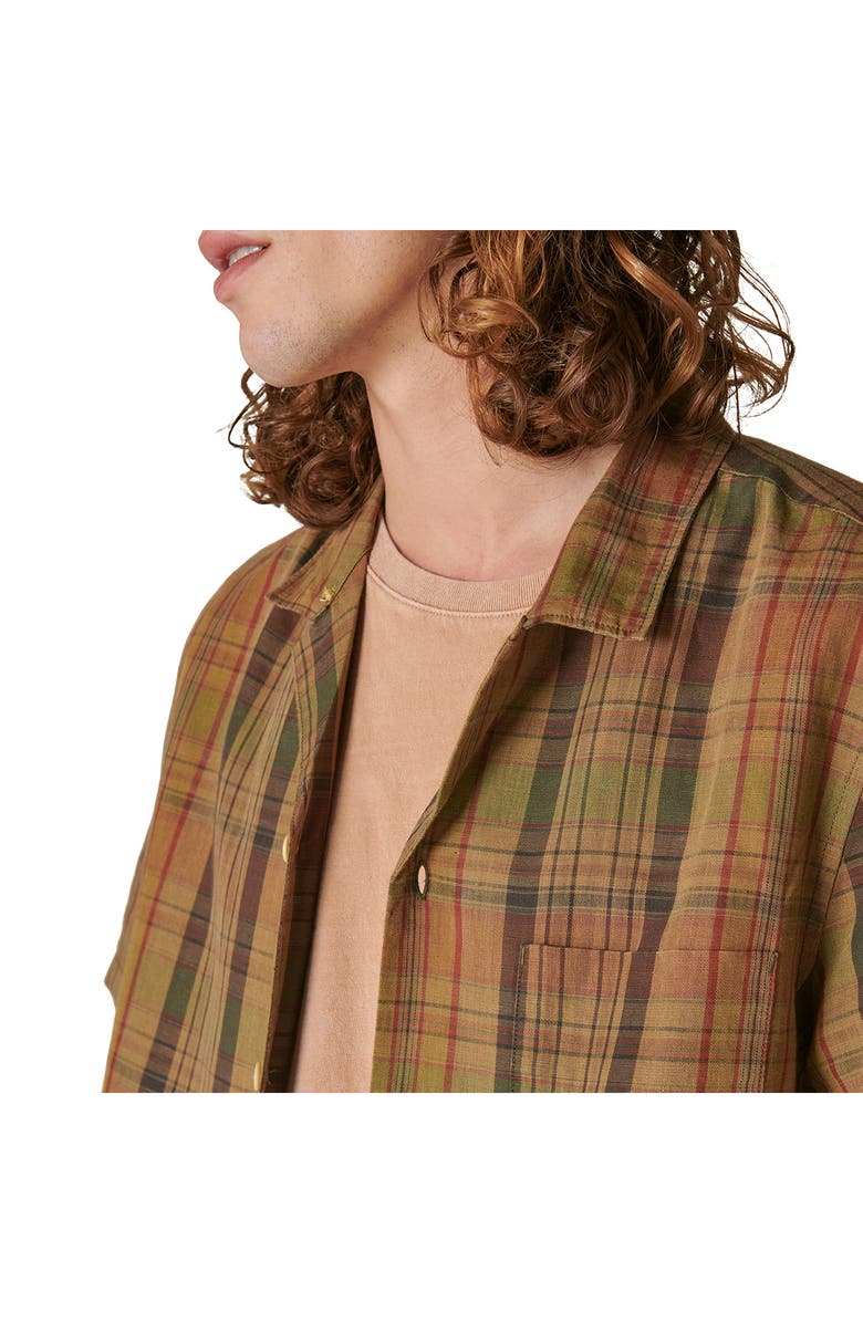 Lucky Brand Plaid Linen & Cotton Camp Shirt, Alternate, color, 