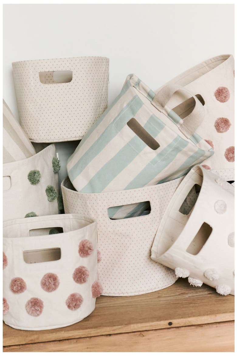 Mini Cotton Canvas Basket, Alternate, color, PIN DOT PEONY
