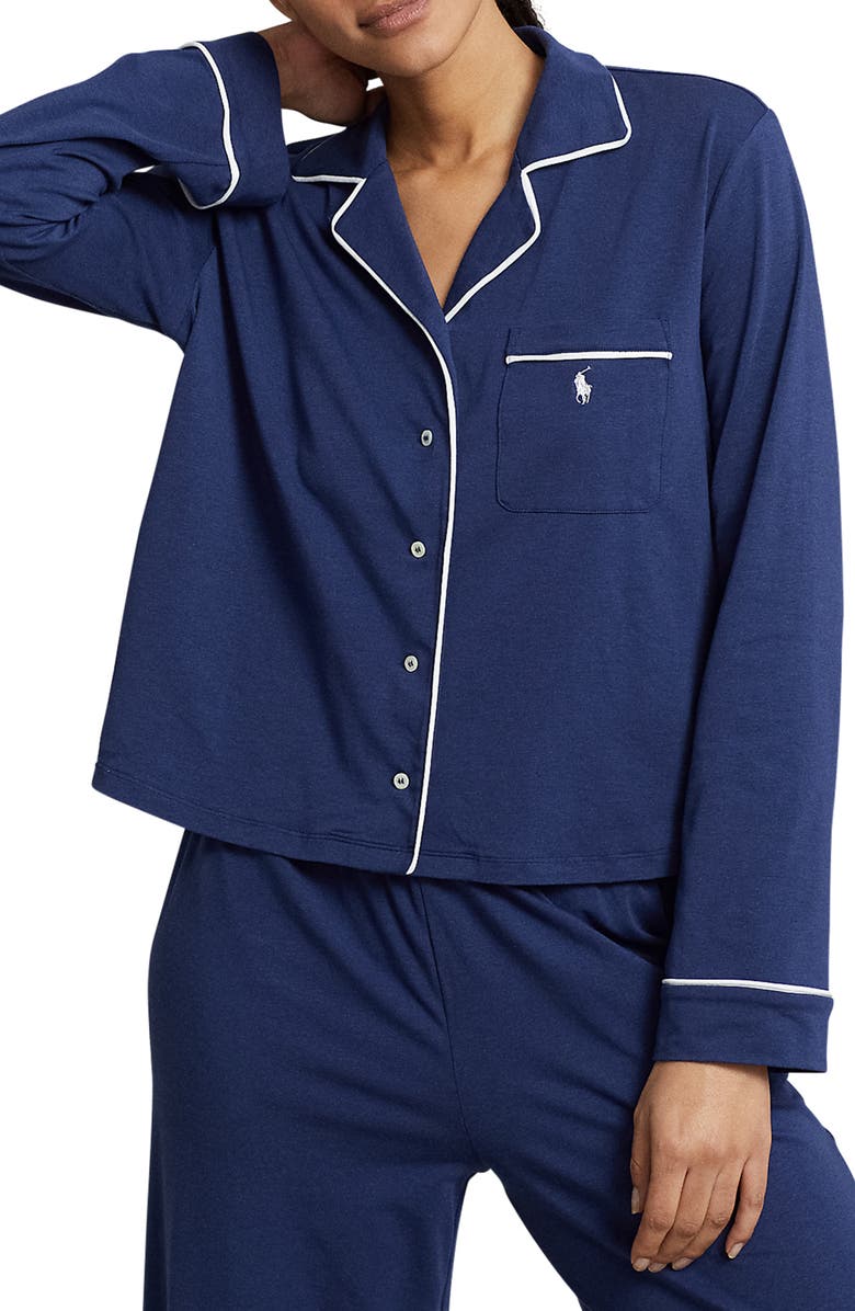 Polo Ralph Lauren Jersey Pajamas, Alternate, color, Navy