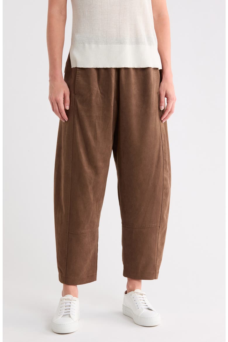 Faux Suede Barrel Pants, Main, color, BARK