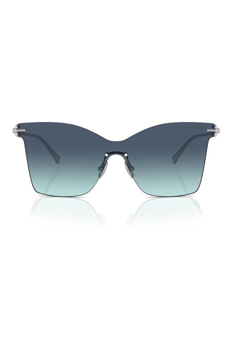 143mm Gradient Rimless Butterfly Shield Sunglasses, Main, color, BLUE GRADIENT