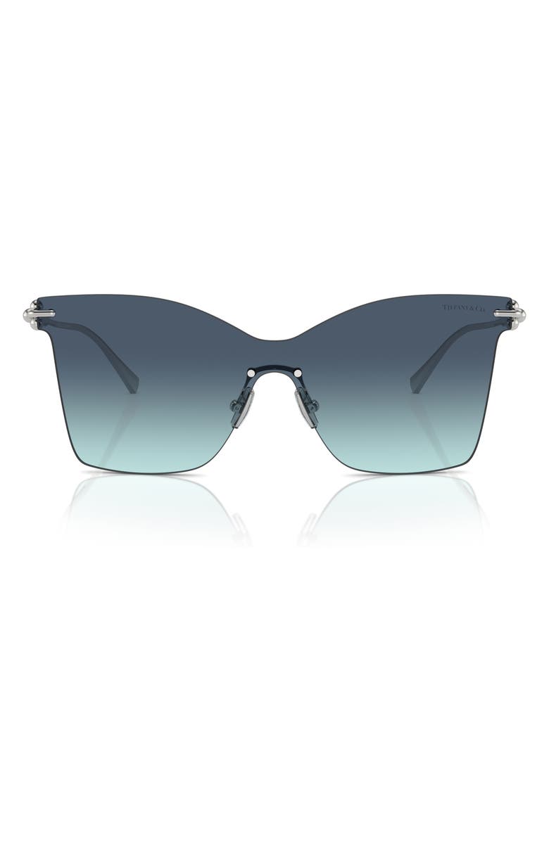 Tiffany & Co. 143mm Gradient Rimless Butterfly Shield Sunglasses, Main, color, Blue Gradient