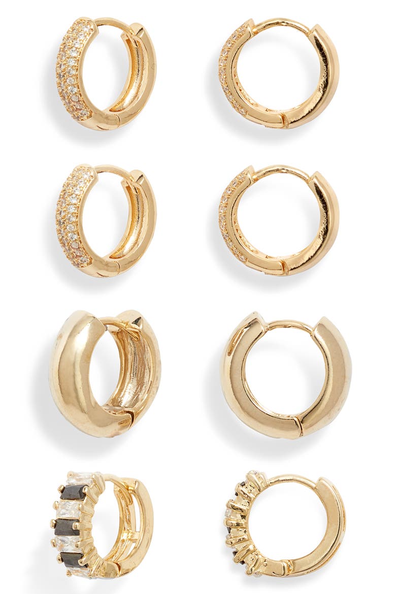 x Jill Jacobs Set of 4 Hoop Earrings, Main, color, GOLD