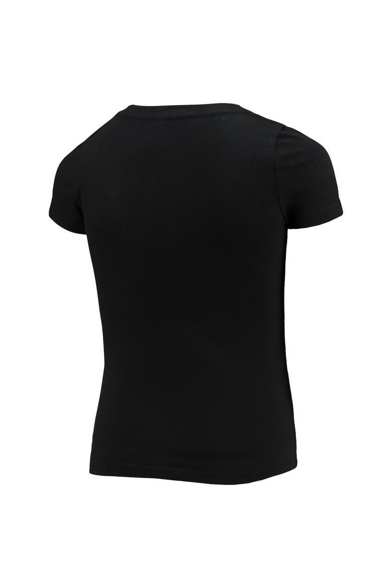 Girls Youth New Era Black Washington Commanders V-Neck T-Shirt, Alternate, color, Black