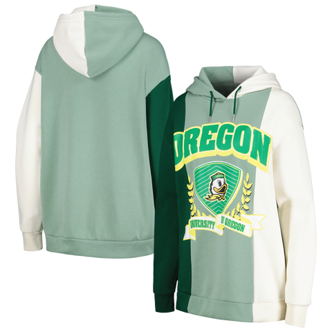 Women's Gameday Couture Green Oregon Ducks Hall of Fame Colorblock Pullover Hoodie