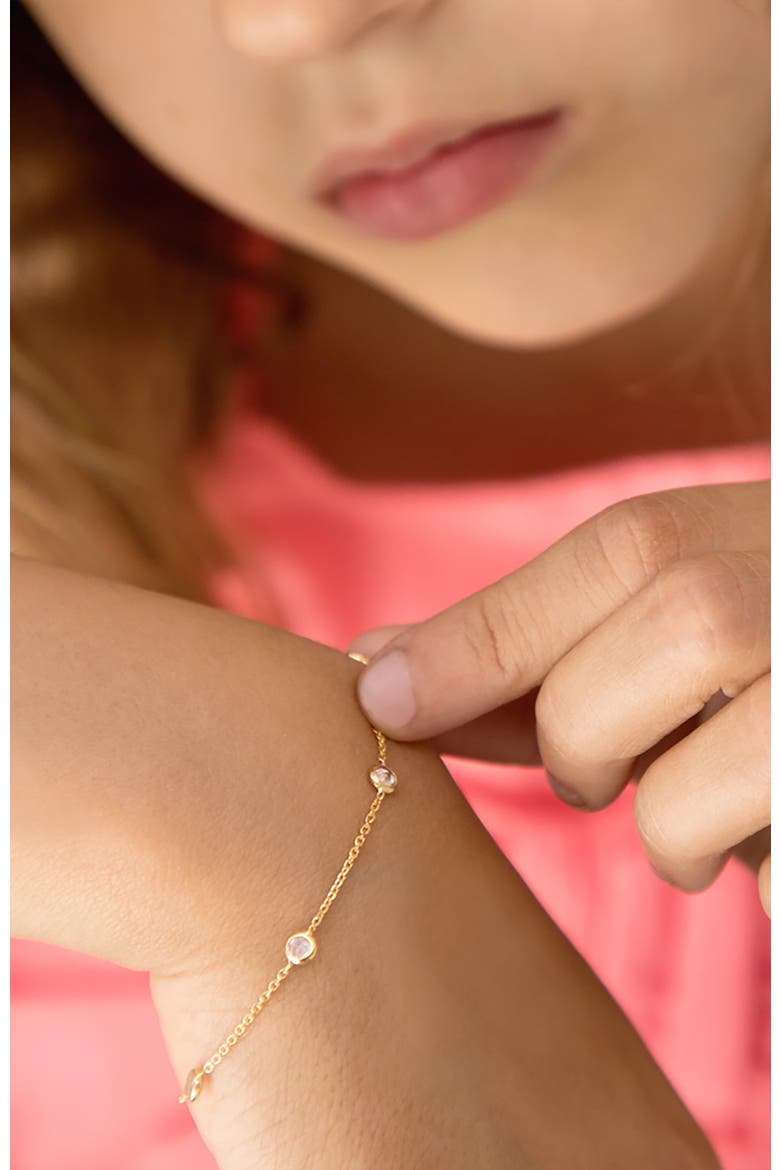 14k Cubic Zirconia Bezel Set Bracelet, Alternate, color, Gold