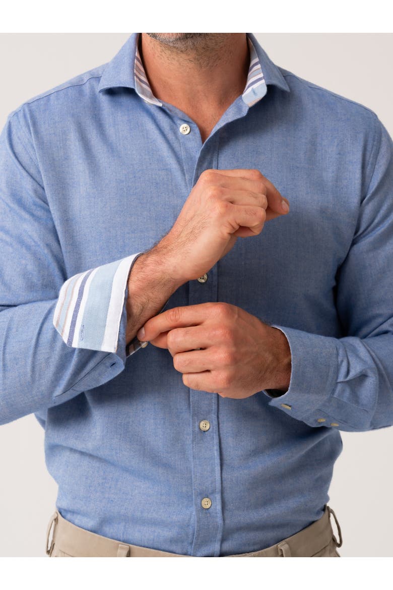 Long Sleeve Cotton Merino Wool Shirt, Alternate, color, Blue