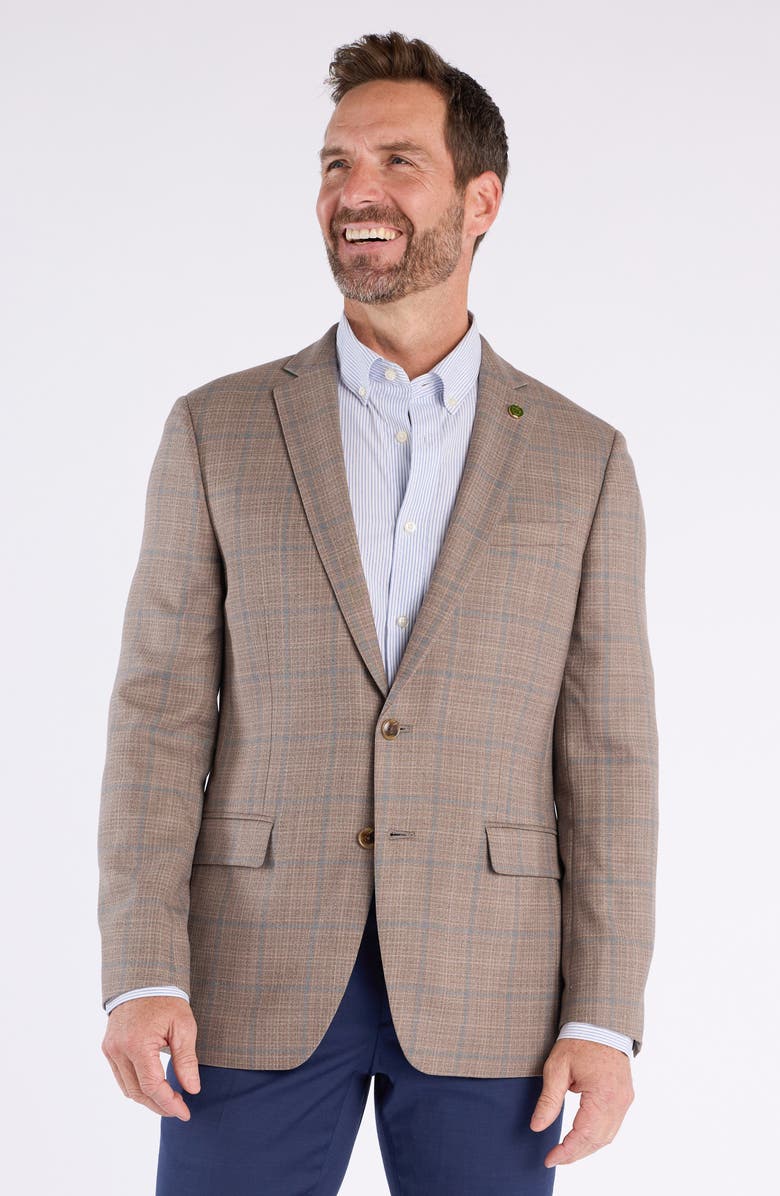 CRICKETEER Windowpane Wool Blend Sport Coat, Alternate, color, Taupe
