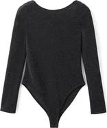MANGO TEEN Shimmer Open Back Long Sleeve Bodysuit