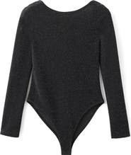 MANGO TEEN Shimmer Open Back Long Sleeve Bodysuit