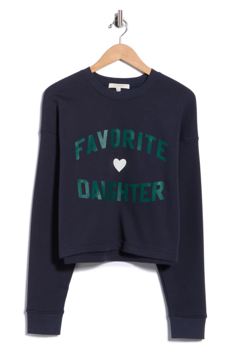 The Cropped Logo Sweatshirt, Main, color, NAVY/ EMERALD