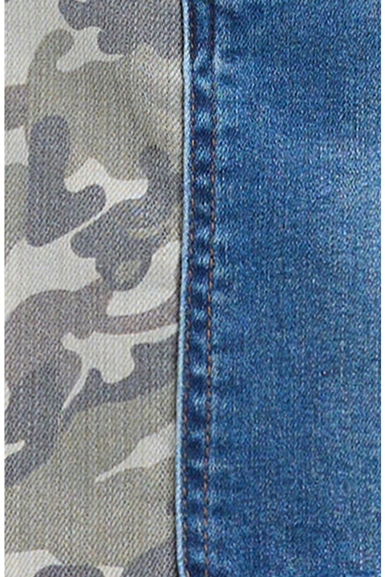 Kids' Colorblock Camo Print & Denim Skirt, Alternate, color, GREEN CAMO DENIM