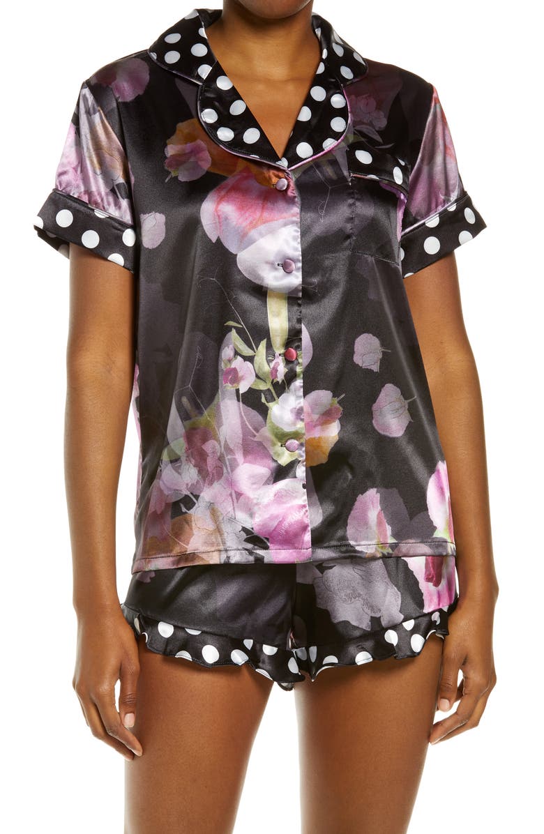 Chi Chi London Floral & Polka Dot Short Pajamas, Main, color, 