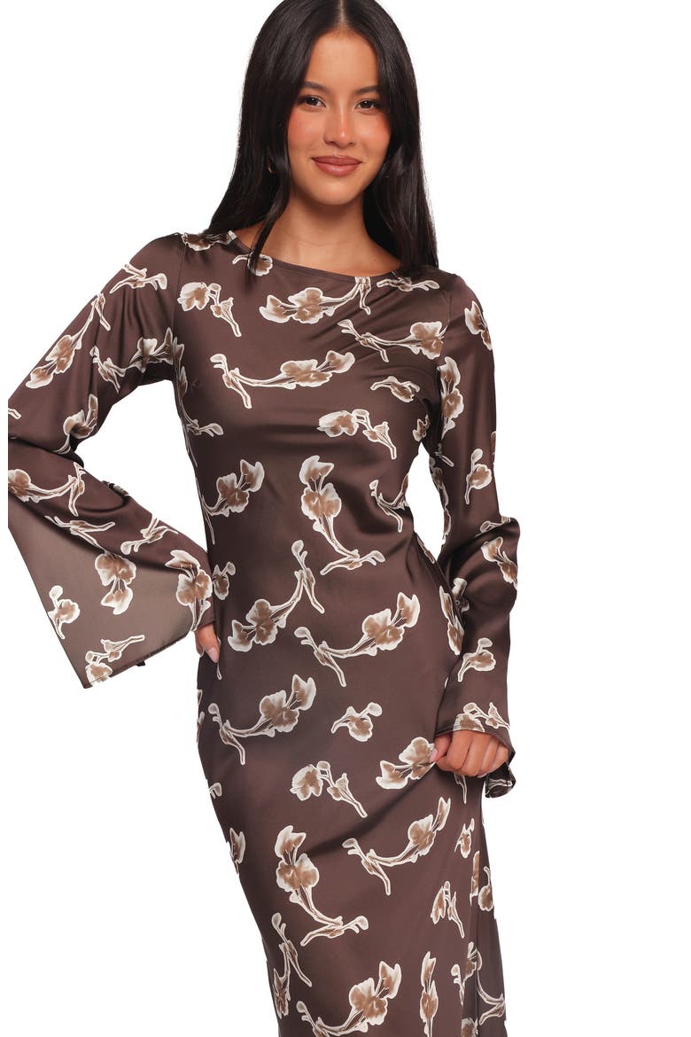 Maia Print Long Sleeve Maxi Dress, Alternate, color, CHOCOLATE ORCHID