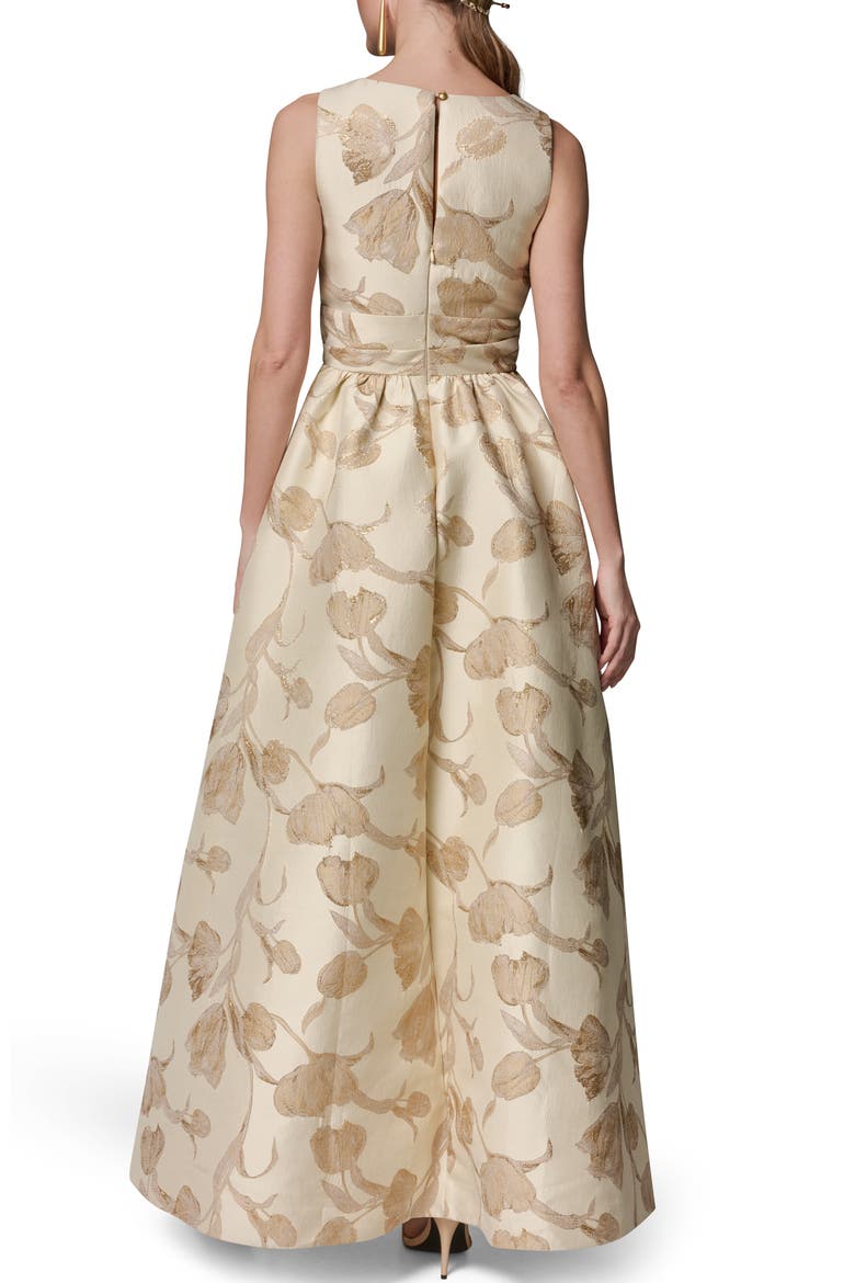 Floral Metallic Jacquard Gown, Alternate, color, GOLD MULTI