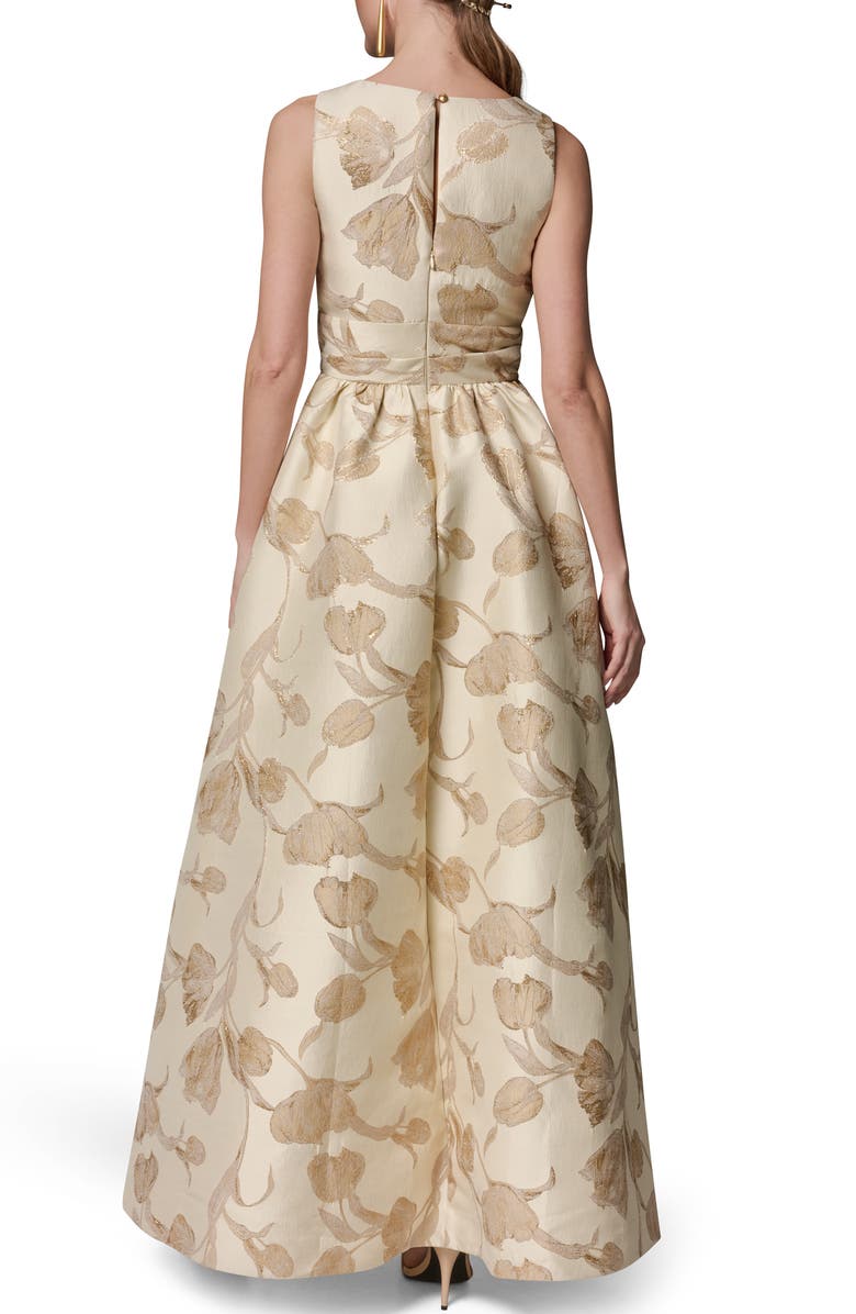 Donna Karan New York Floral Metallic Jacquard Gown, Alternate, color, Gold Multi