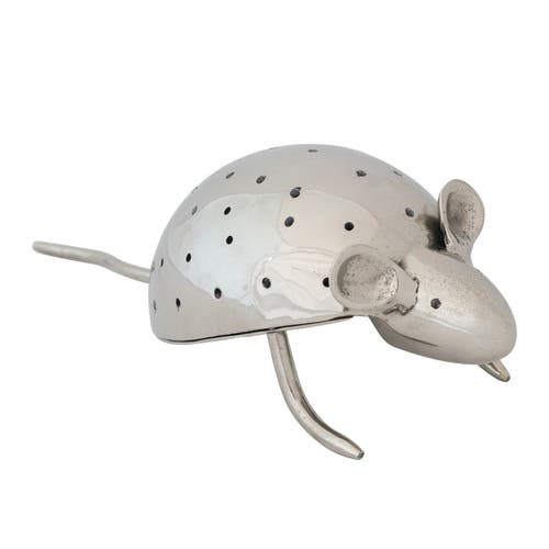Storied Home Aluminum Vintage Reproduction Mouse Toothpick Holder, Nickel Finish In Silver
