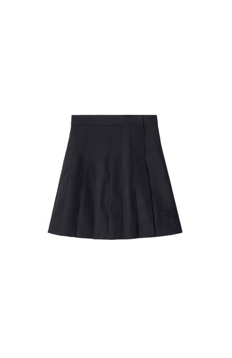 Pleated Cotton Blend Skirt